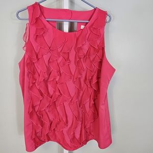 Cato size 22/24 hot pink blouse sleeveless, ruffles.